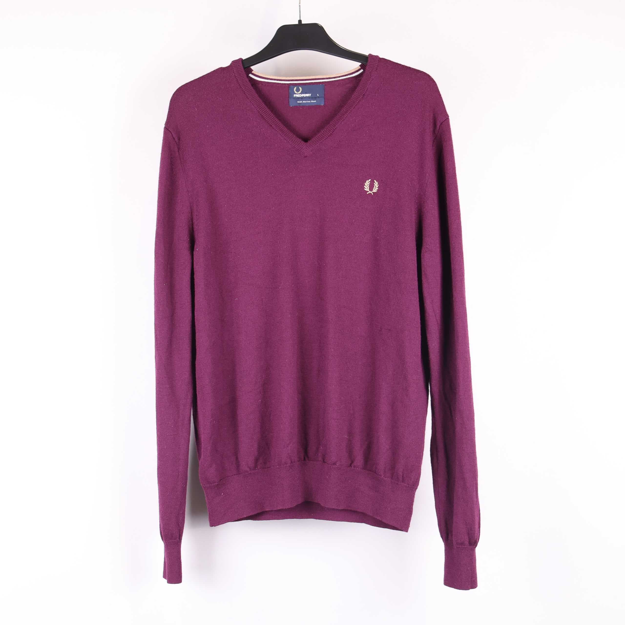 Fred Perry lila tröja i merinoull