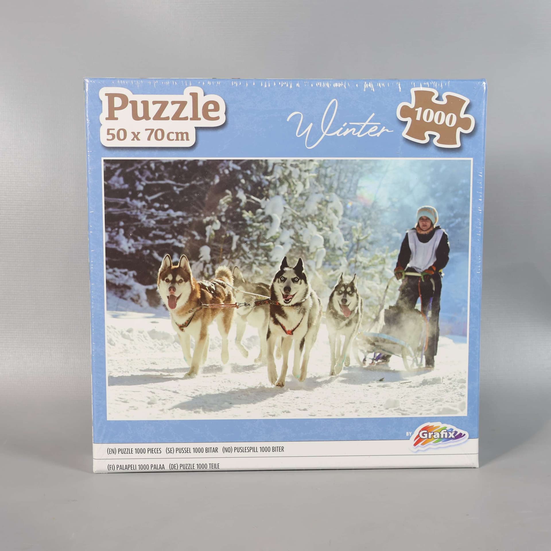 Grafix - Vinter pussel med hundspann - 100 Bitar