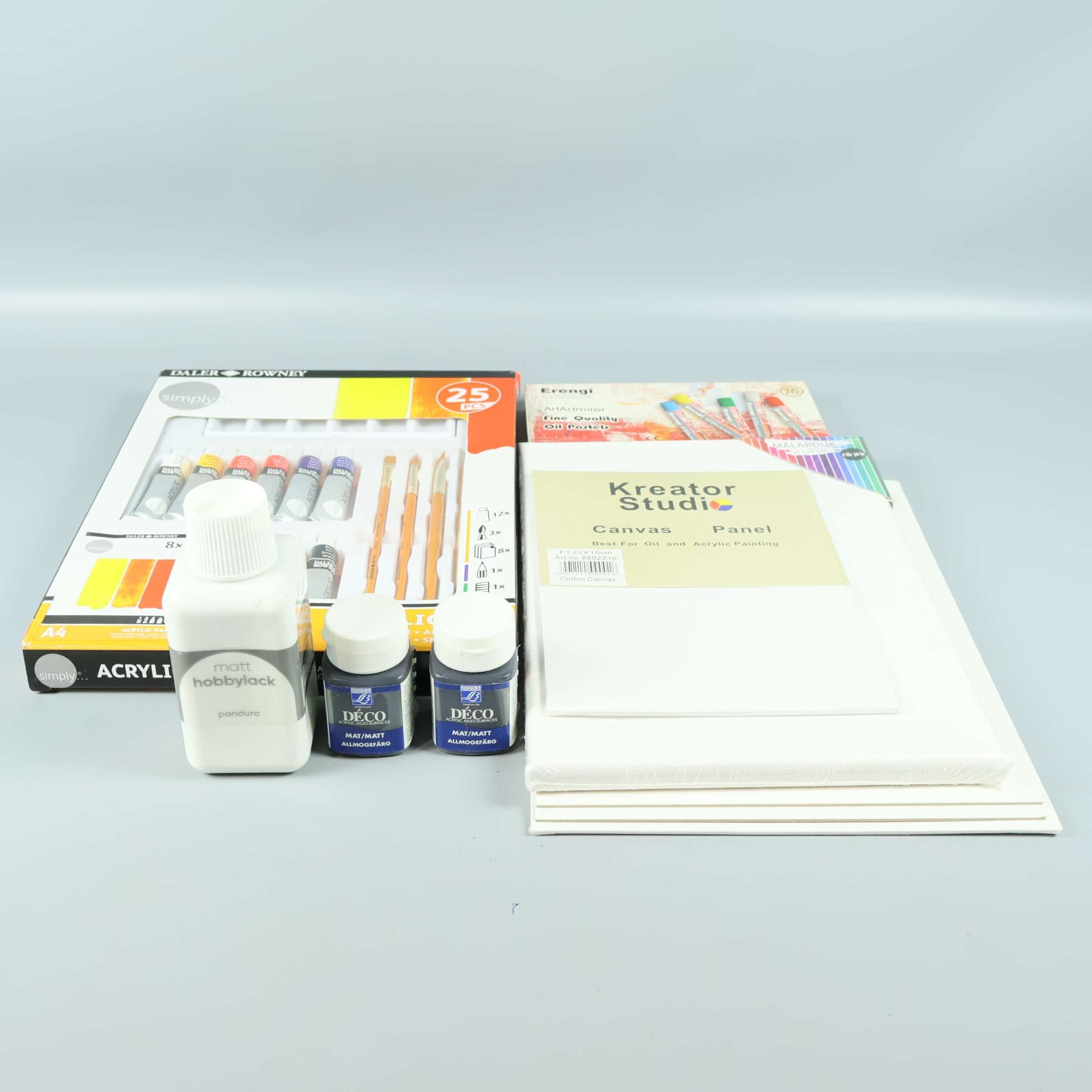 Konstnärspaket - Daler-Rowney - Akrylfärg - Oljepastell - Canvas