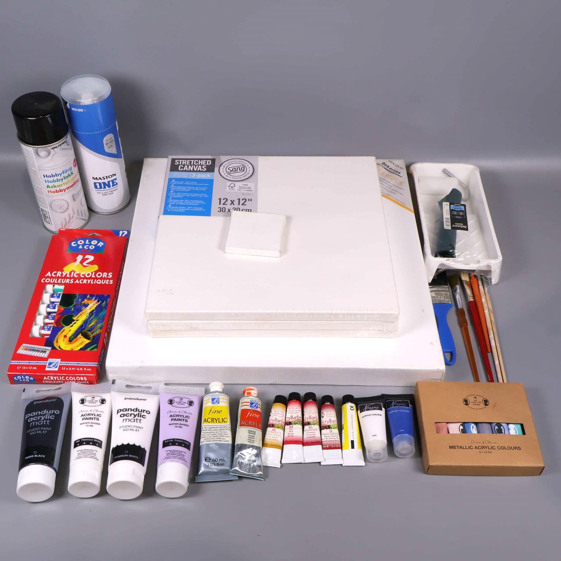 Konstpaket - Canvas - Akrylfärg - Oljefärg - Penslar