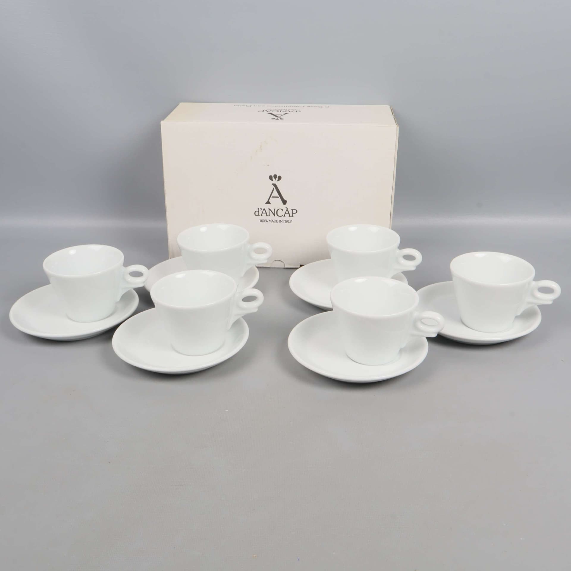 Le Porcellane d'Ancap - Cappuccinokoppar med fat set
