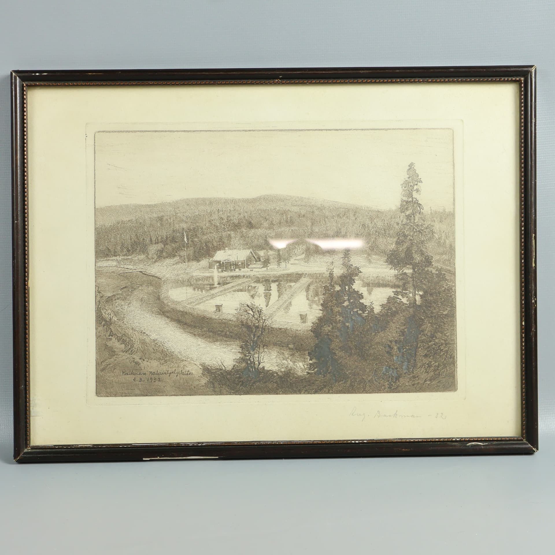 August Backman - Inramad tavla - Finskt landskap
