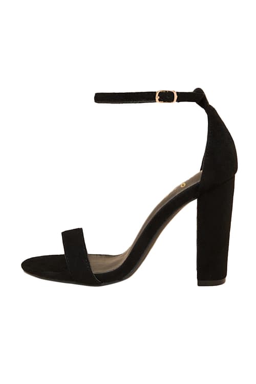 Lulus 388662-8 Taylor Suede Ankle Strap Heels For Women - Size 8 - Black