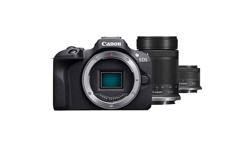 Canon 6052C022 EOS R100 Mirrorless Camera with RF-S 18-45mm and RF-S 55-210mm Lenses - Electronic Rolling Shutter - Interval Recording - Auto and Manu