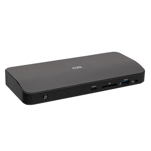 C2G 757120545361 USB C 11-In-1 Docking Station - Black - Charging Capability - Memory Card Reader - SD, SDHC, SDXC - 180 Watts - Thunderbolt 3 - 2 Dis