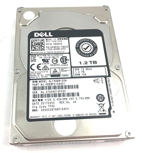 Dell 89D42 EMC AL14SEB120N 1.20TB Internal Hard Disk Drive - 2.5 inches - Storage System Device Supported - 10000 RPM