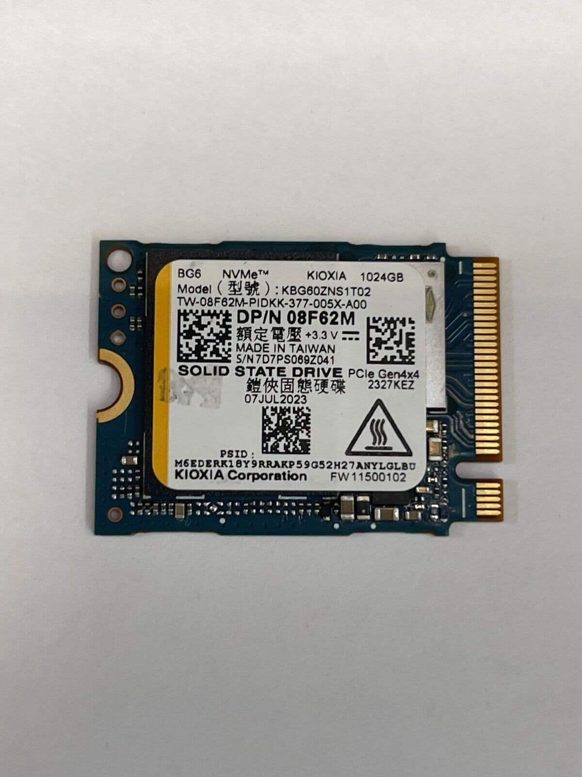 Dell 8F62M (Kioxia KBG60ZNS1T02) 1TB M.2 2230 NVMe SSD PCI-e Gen 4x4