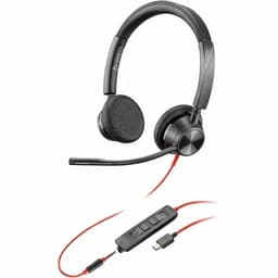 HP Blackwire 8X221AA 3325 USB-C / 3.5mm Plug Wired On-ear Stereo Headset - Black - USB Type-C / Type-A Adapter And Travel Case