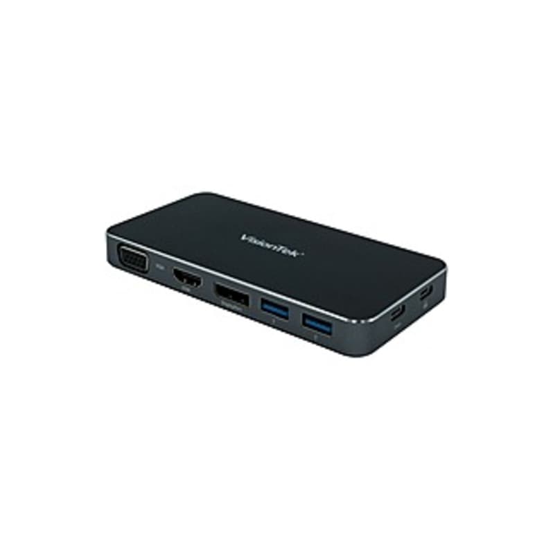 VisionTek USB C Portable Dock - for Notebook/Desktop PC - 100 W - USB Type C - 5 x USB Ports - 2 x USB 3.0 - HDMI - VGA - DisplayPort - Wired