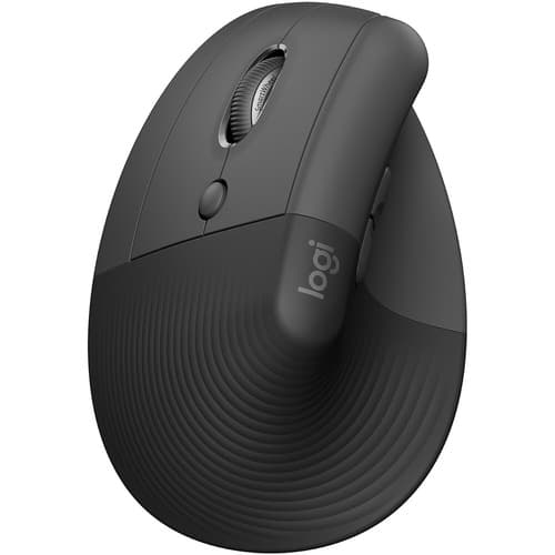 Logitech Lift 910-006467 Left Vertical Ergonomic Optical Wireless Mouse - Graphite - Bluetooth Low Energy Technology - Logi Bolt USB Receiver - 4000 D
