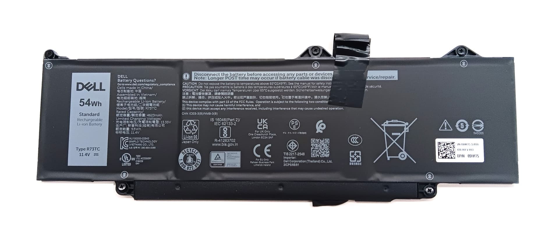 Dell 9HKT5 R73TC 3-cell Li-ion 11.4v 54wh 4623mah Replacement Battery