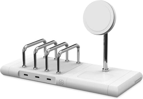 Scosche BL2KIT1WT-AP Baselynx 2.0 Modular Charging Station - 15 Watts MagSafe Wireless Charger Stand - 3 Port 60 Watts USB-C Fast Charger - 7 Amps