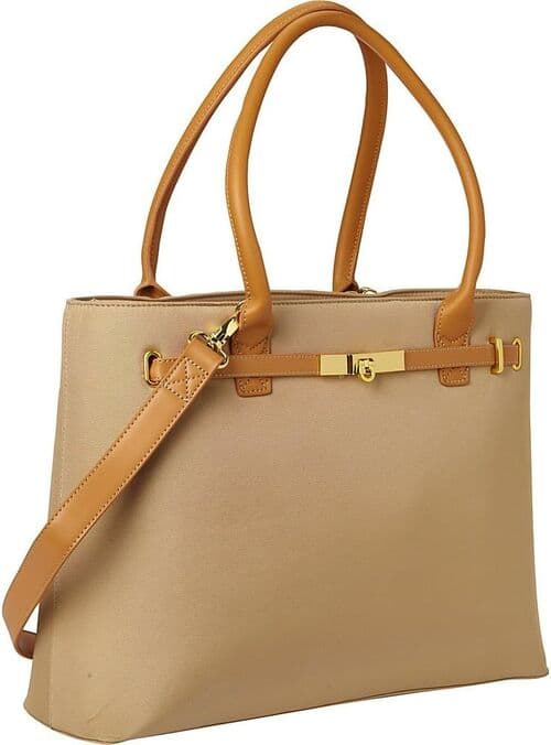 Francine Collections FWT15TTHBRED Thoroughbred 15.6-inch Notebook Carrying Case - Zipper Closure - Removable Shoulder Strap - Tan