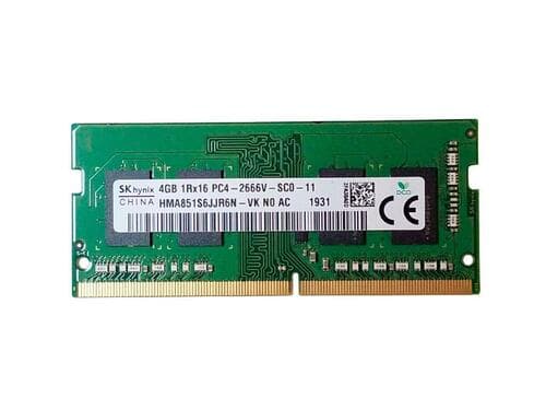 Hynix HMA851S6JJR6N-VK Memory Module - 4 GB - DDR4 SDRAM - 2666MHz - 260-Pin - 1Rx16 - Non-ECC - 1.2 Volts - SODIMM - CL19