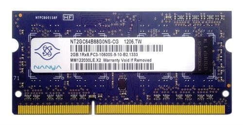 Nanya NT2GC64B88G0NS-CG 2 GB Memory Module - PC3-10600S DDR3 - 1333MHz - So-DIMM 204 pin