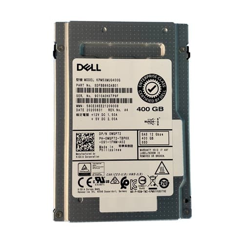 Dell WGP72 (Kioxia SDFBB86DAB01) 400 GB Write Intensive 2.5 Inches Internal Solid State Drive for PowerEdge R330 - Triple Level Cell - SAS III - 12 Gb