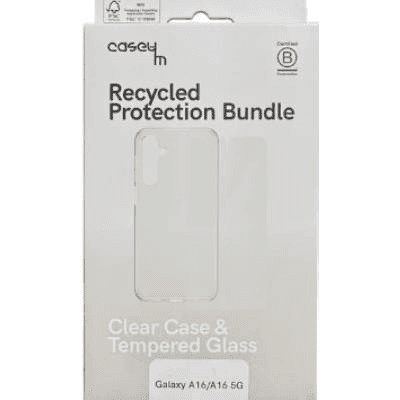 Caseym Recycled Clear Case & Screen Protector Bundle Like New - Clear - Galaxy A16