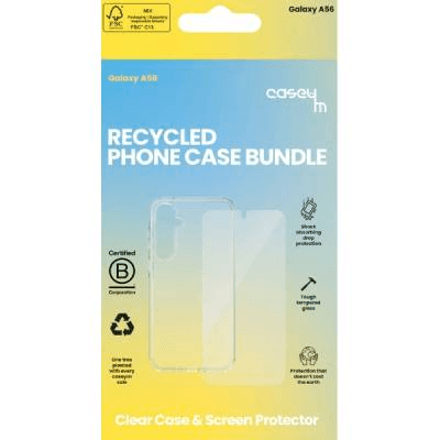 Caseym Recycled Clear Case & Screen Protector Bundle Like New - Clear - Galaxy A56