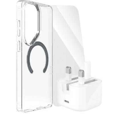 EATS/ PanzerGlass/Belkin Power & Protect Advanced Bundle - MagSafe Case, Tempered Glass & 30W USB-C Charger Like New - Clear - Galaxy S26 Ultra