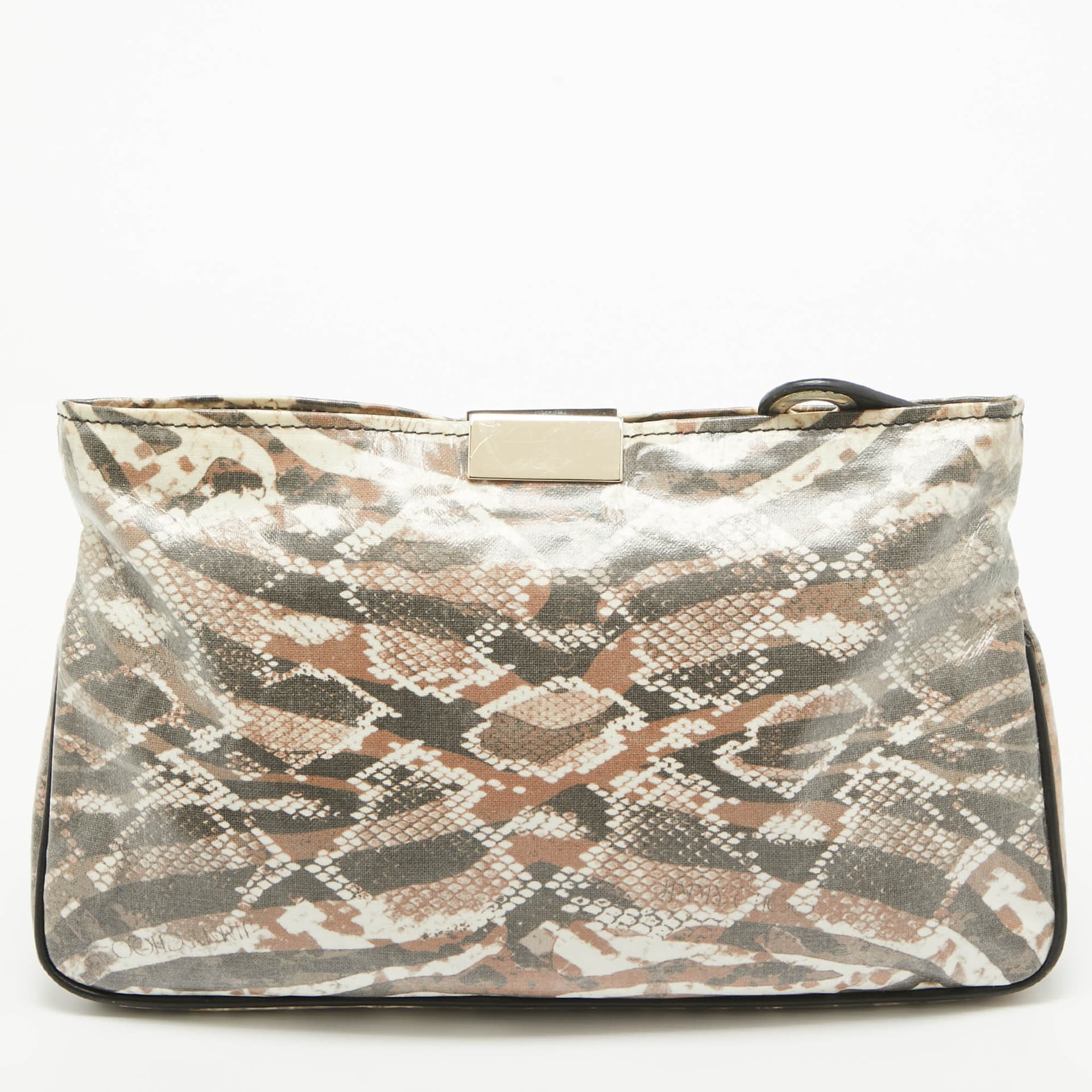 Jimmy Choo Tri Color Python Print Patent Leather Derek Clutch