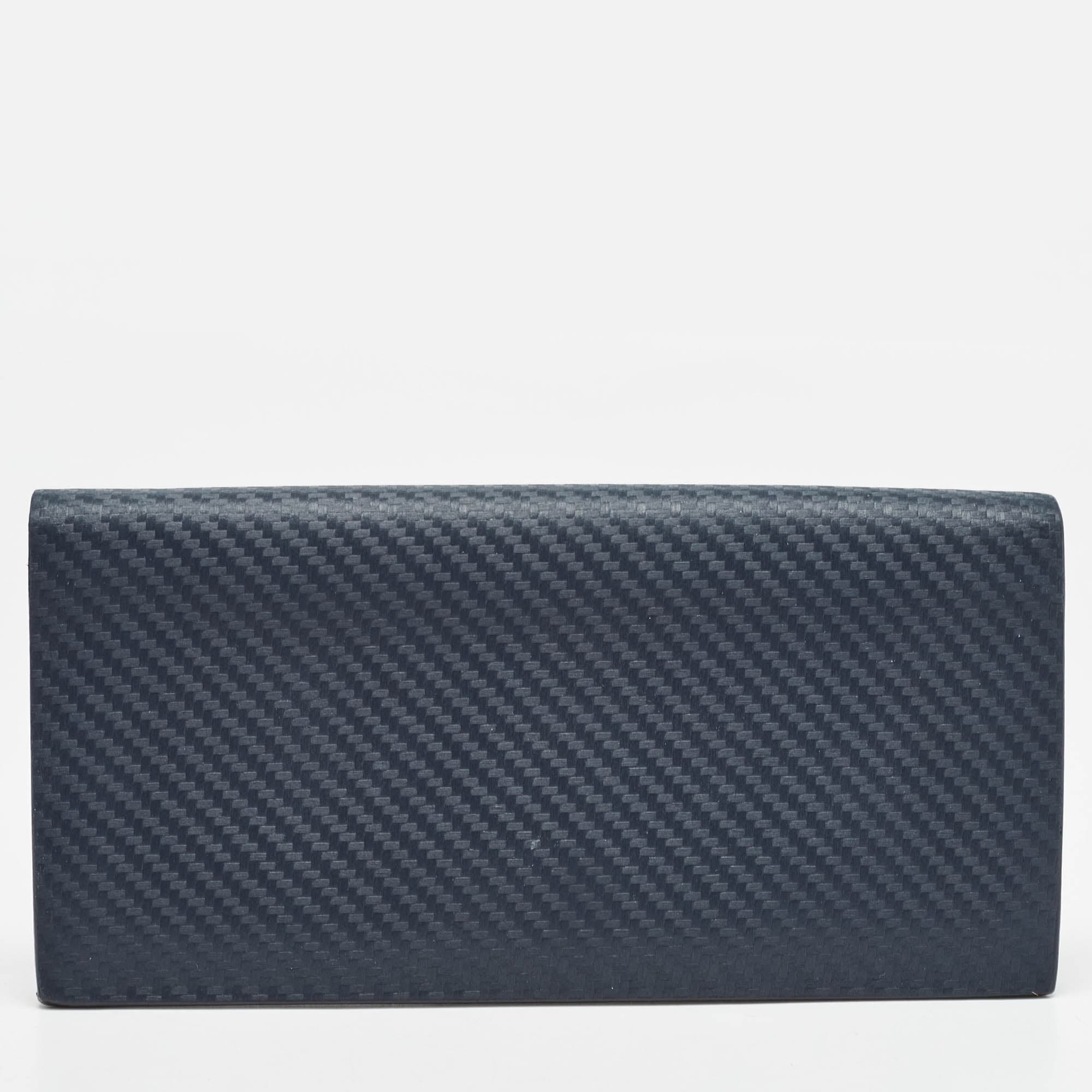 Alfred Dunhill Navy Blue Leather Long Bifold Wallet