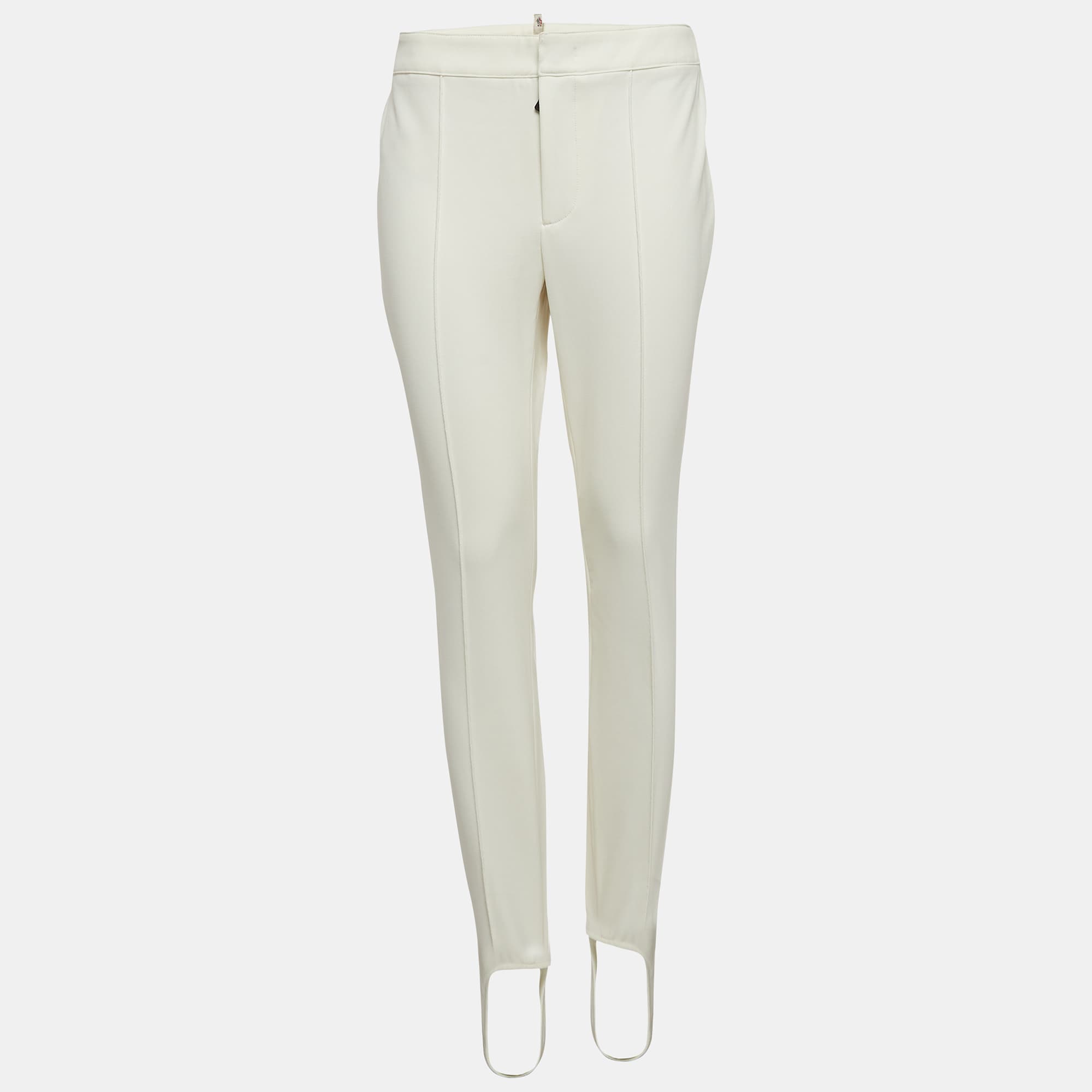 Moncler Grenoble White Technical Jersey Stirrup Ski Pants M