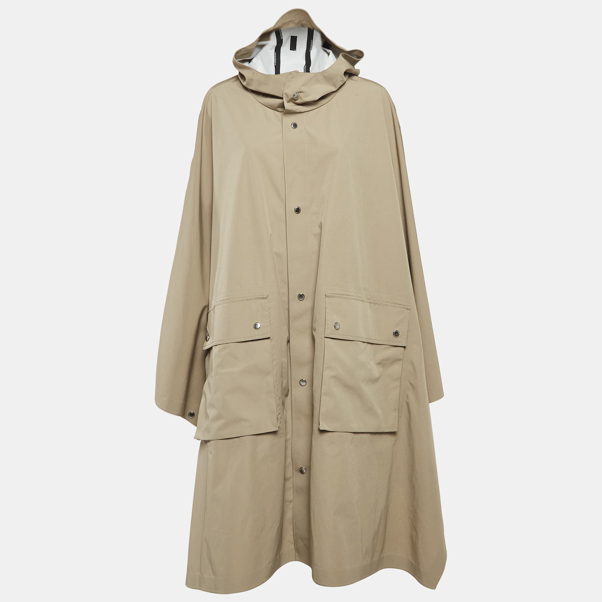 Emporio Armani Khaki Green Hooded Trench Coat XL