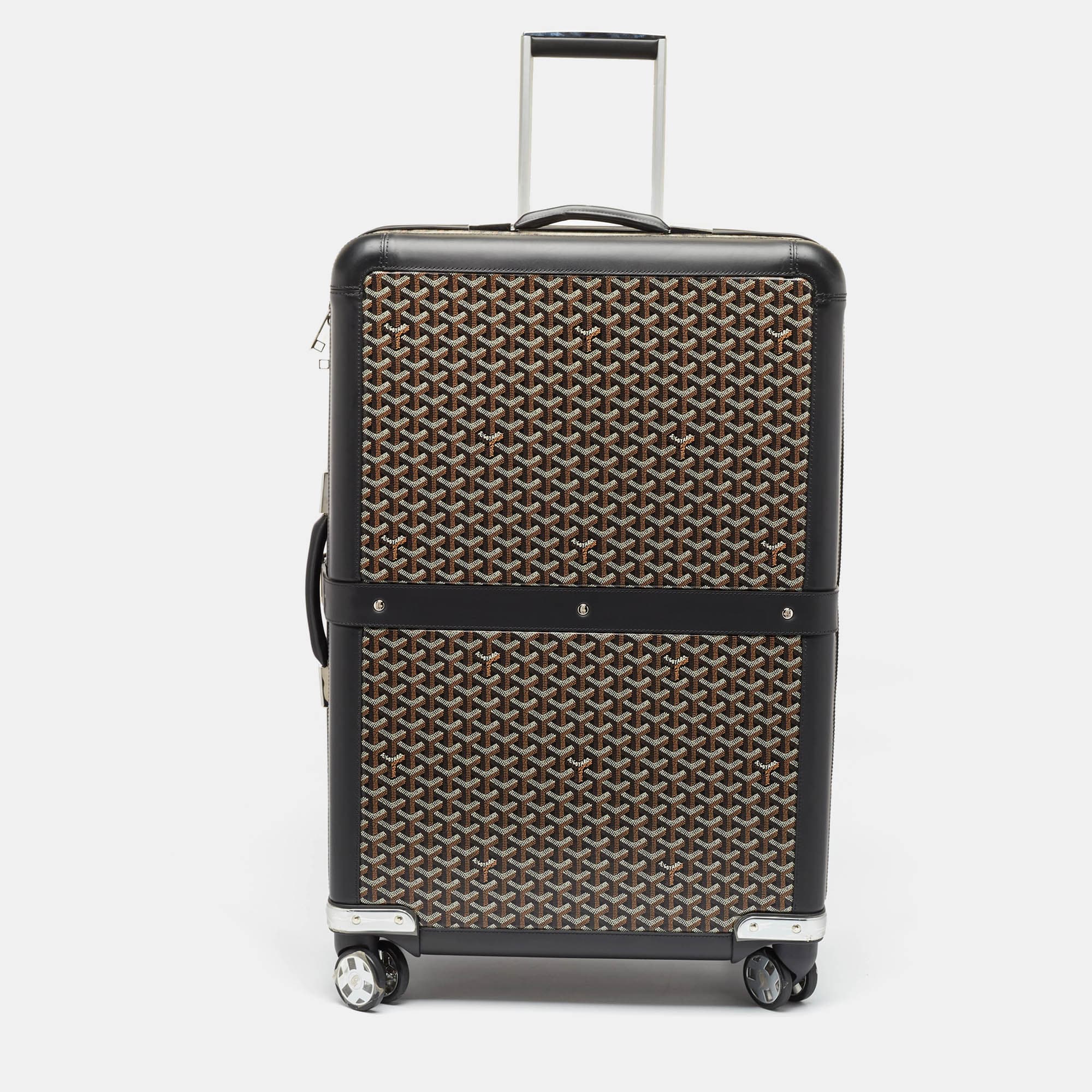 Goyard Large Black Coated Canvas, Leather and Rubber Suitcases