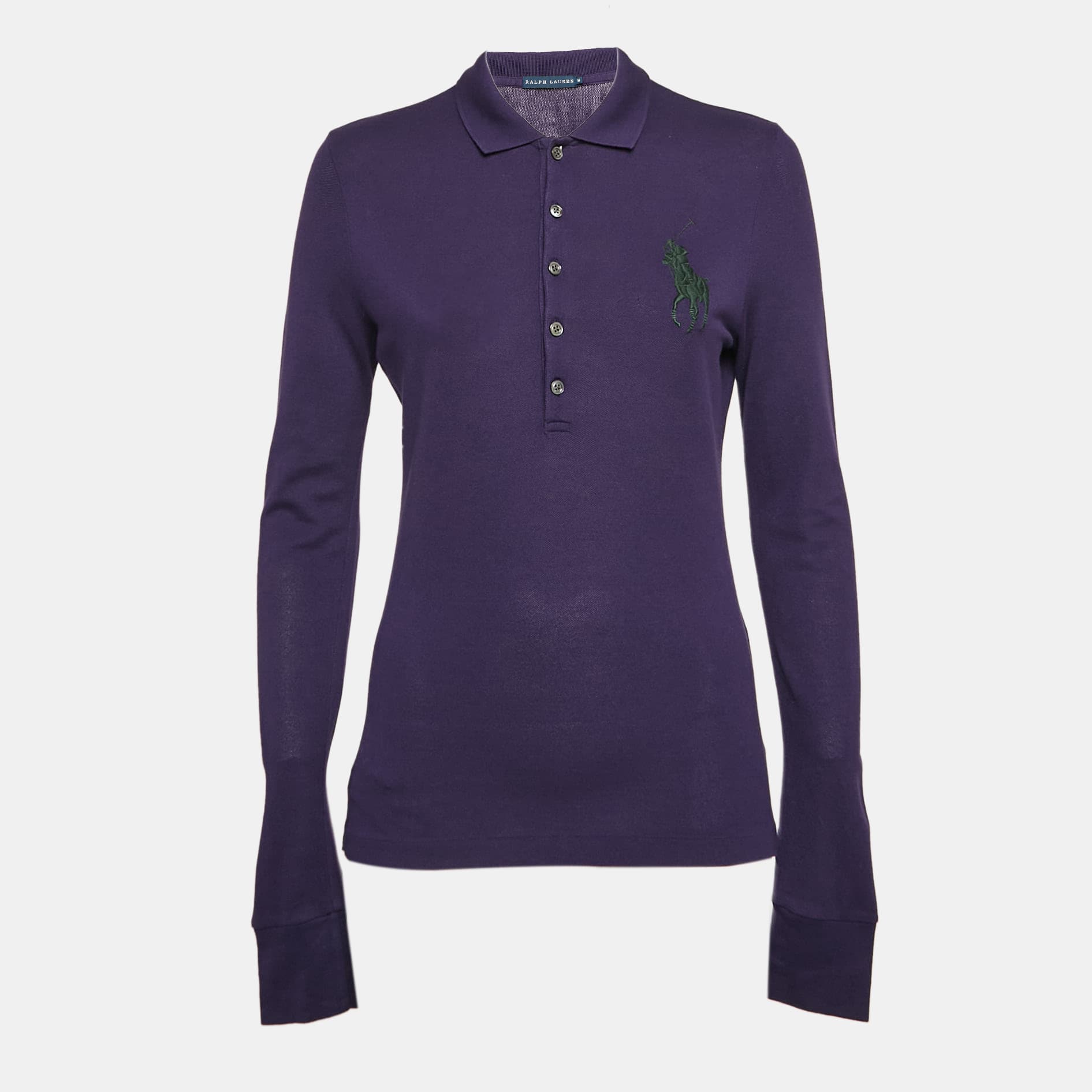 Polo Ralph Lauren Purple Cotton Pique Long Sleeve Polo T-Shirt M