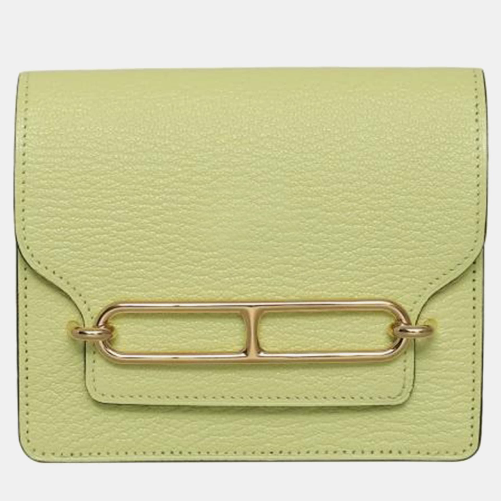 Hermes Jaune Bourgeon Chevre Roulis Slim Wallet