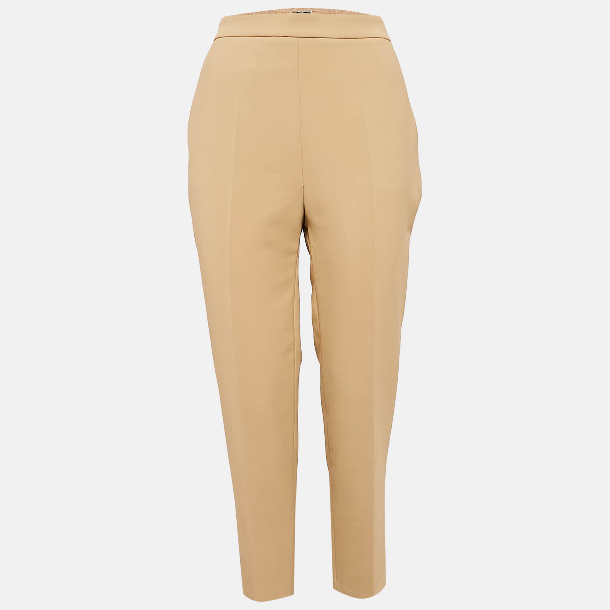 Elisabetta Franchi Brown Crepe Button Detail Trousers M