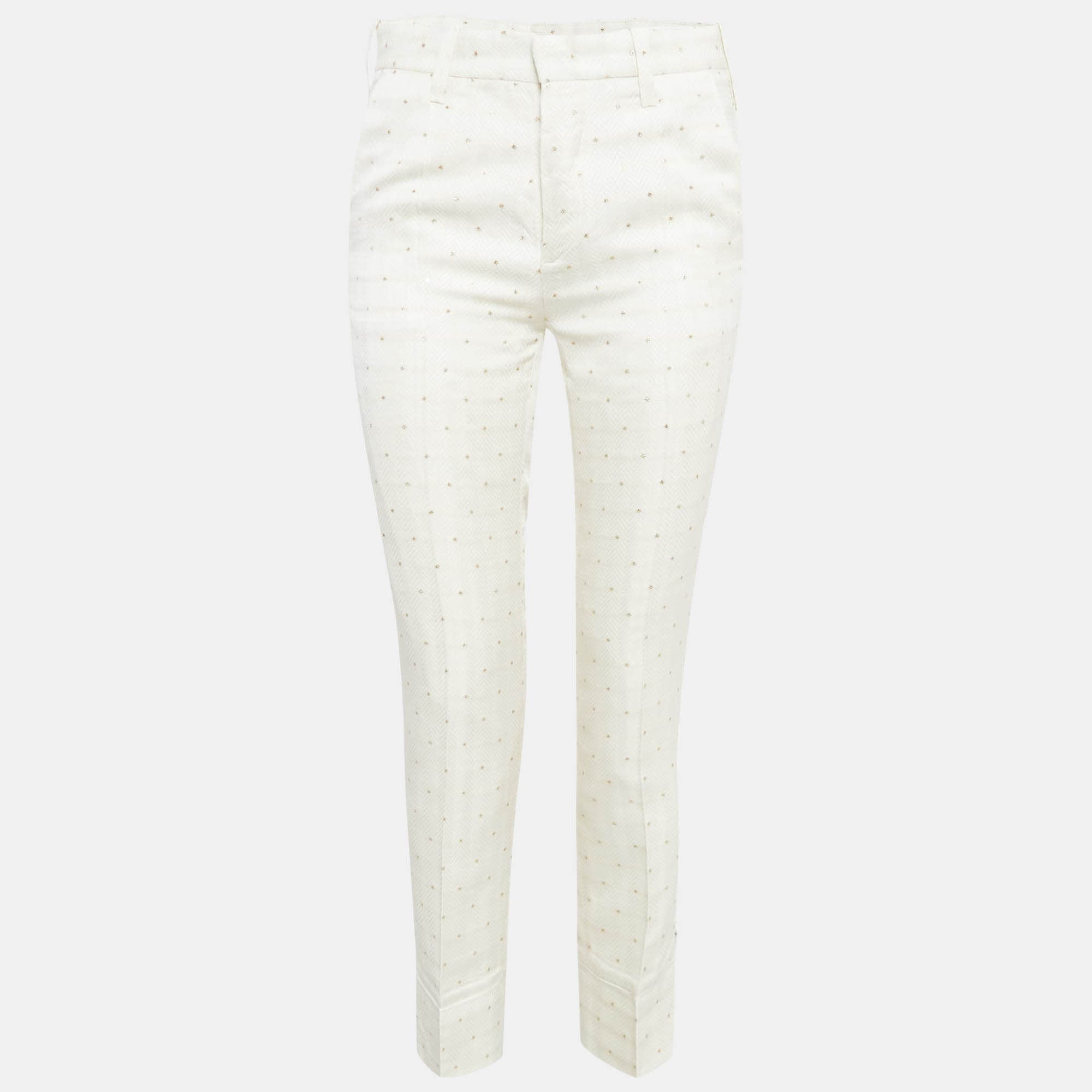 Zadig & Voltaire Off White Star Pist Jacquard Straight Leg Trousers M