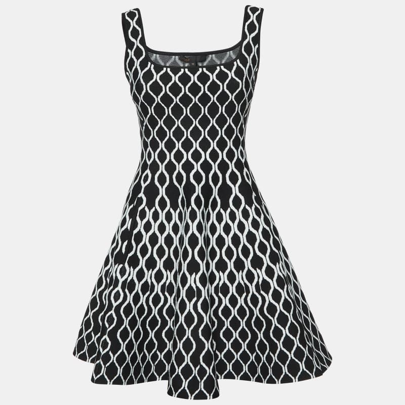 Maje Monochrome Jacquard Knit Mini Dress M