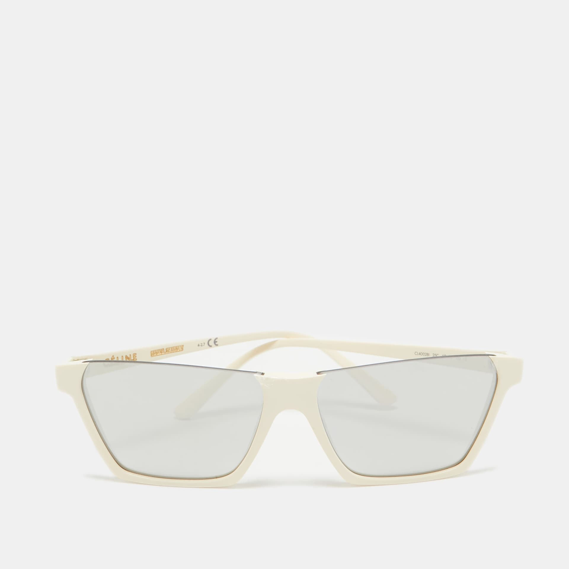 Celine Ivory/Grey Mirrored CL40028I Rectangle Sunglasses
