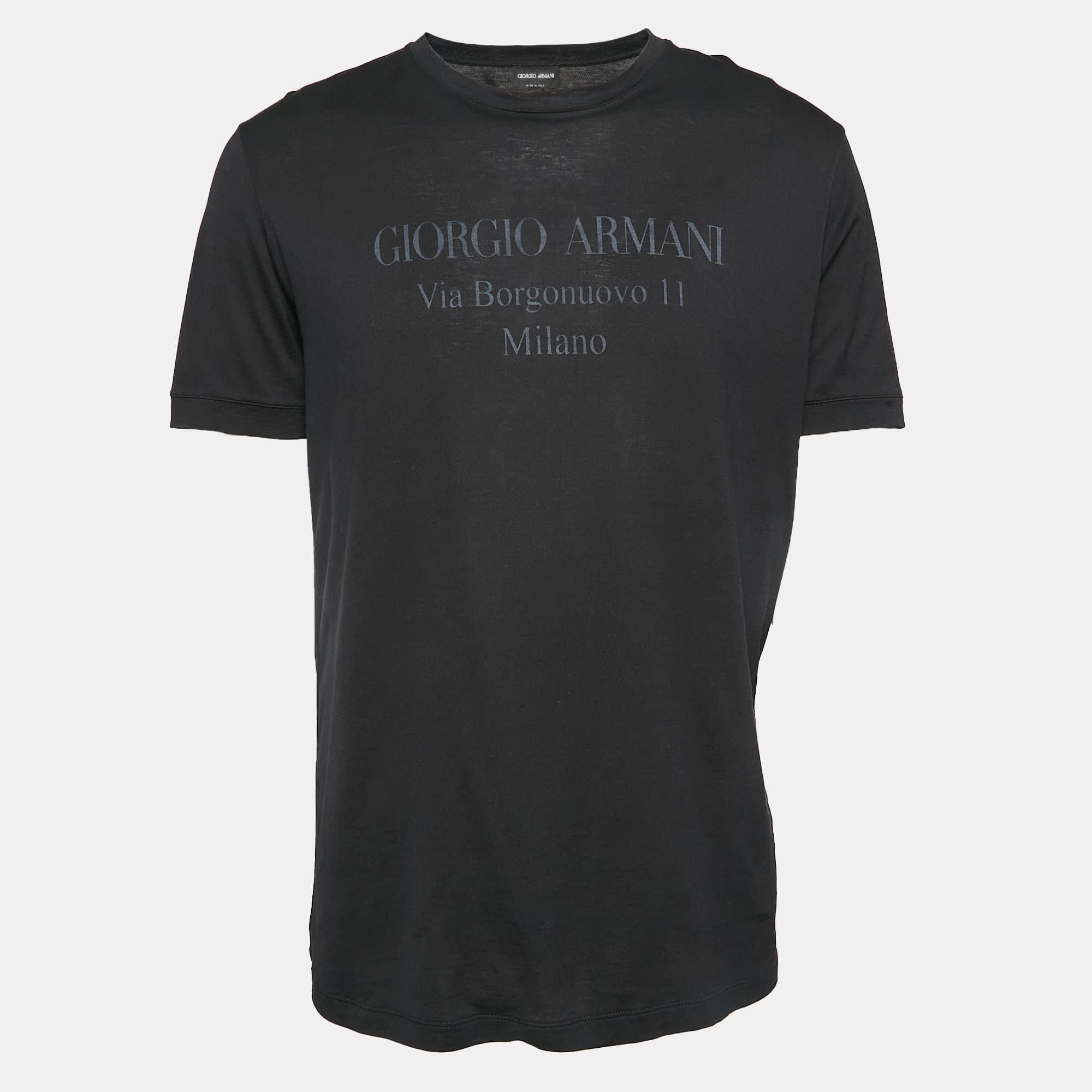 Giorgio Armani Black Cotton Round Neck T-Shirt XXL