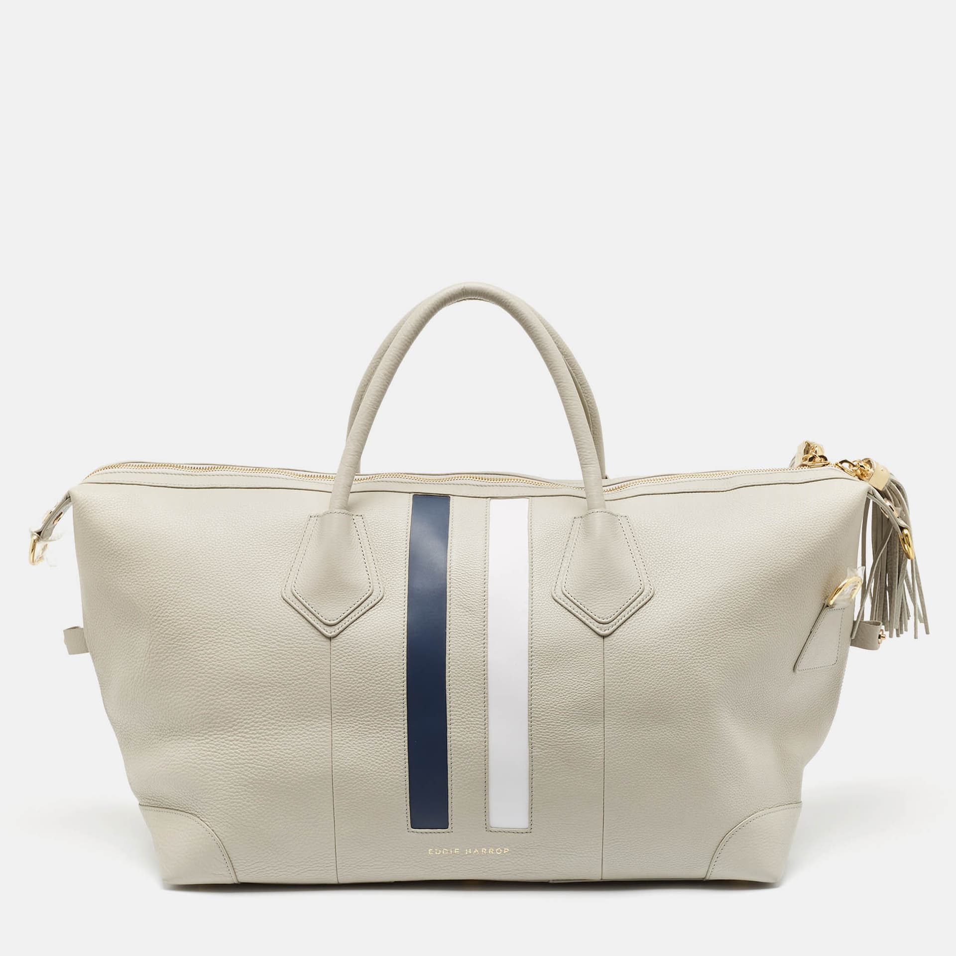 3.1 Phillip Lim Grey Leather Stripe Duffel Bags