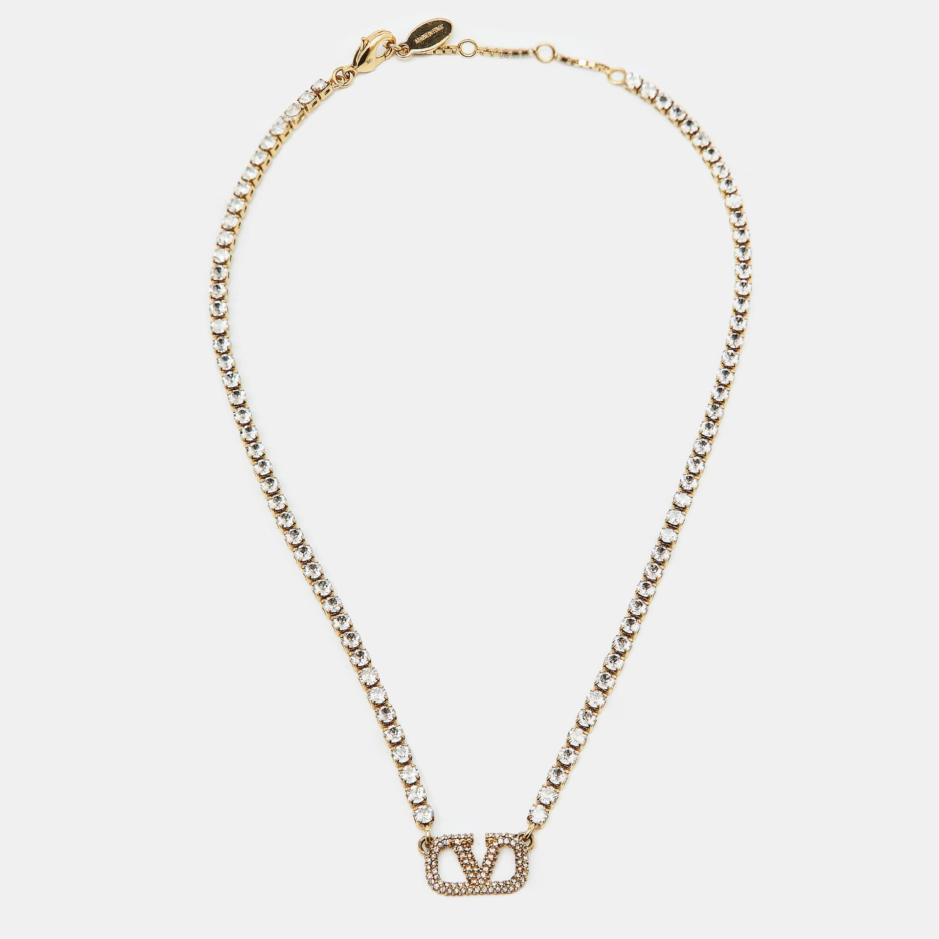 Valentino VLogo Signature Crystals Gold Tone Necklace