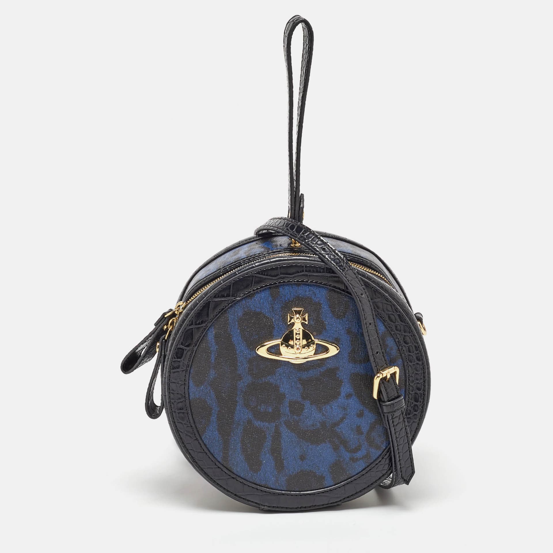 Vivienne Westwood Black Croc Embossed Leather and Leather Crossbody Bags