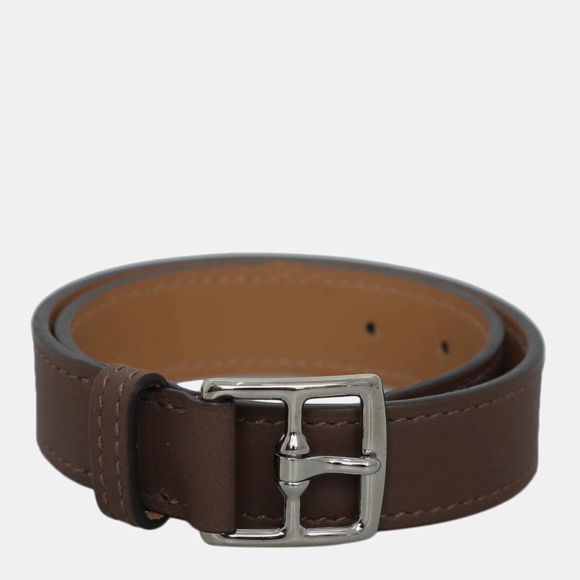 Hermes Etriviere Double Tour Barenia Calfskin Leather Men's Bracelet