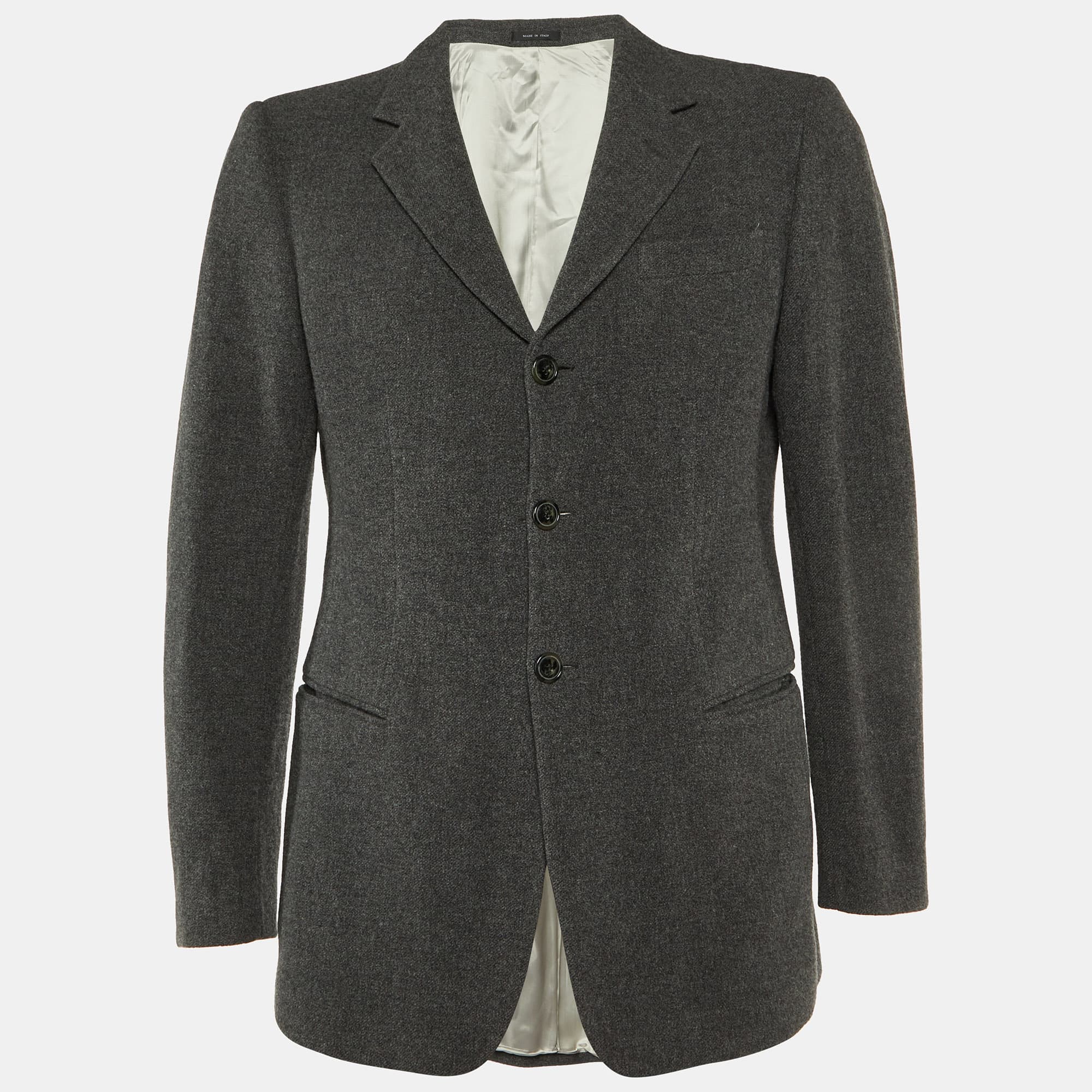 Emporio Armani Grey Wool & Cashmere Single Breasted Blazer L