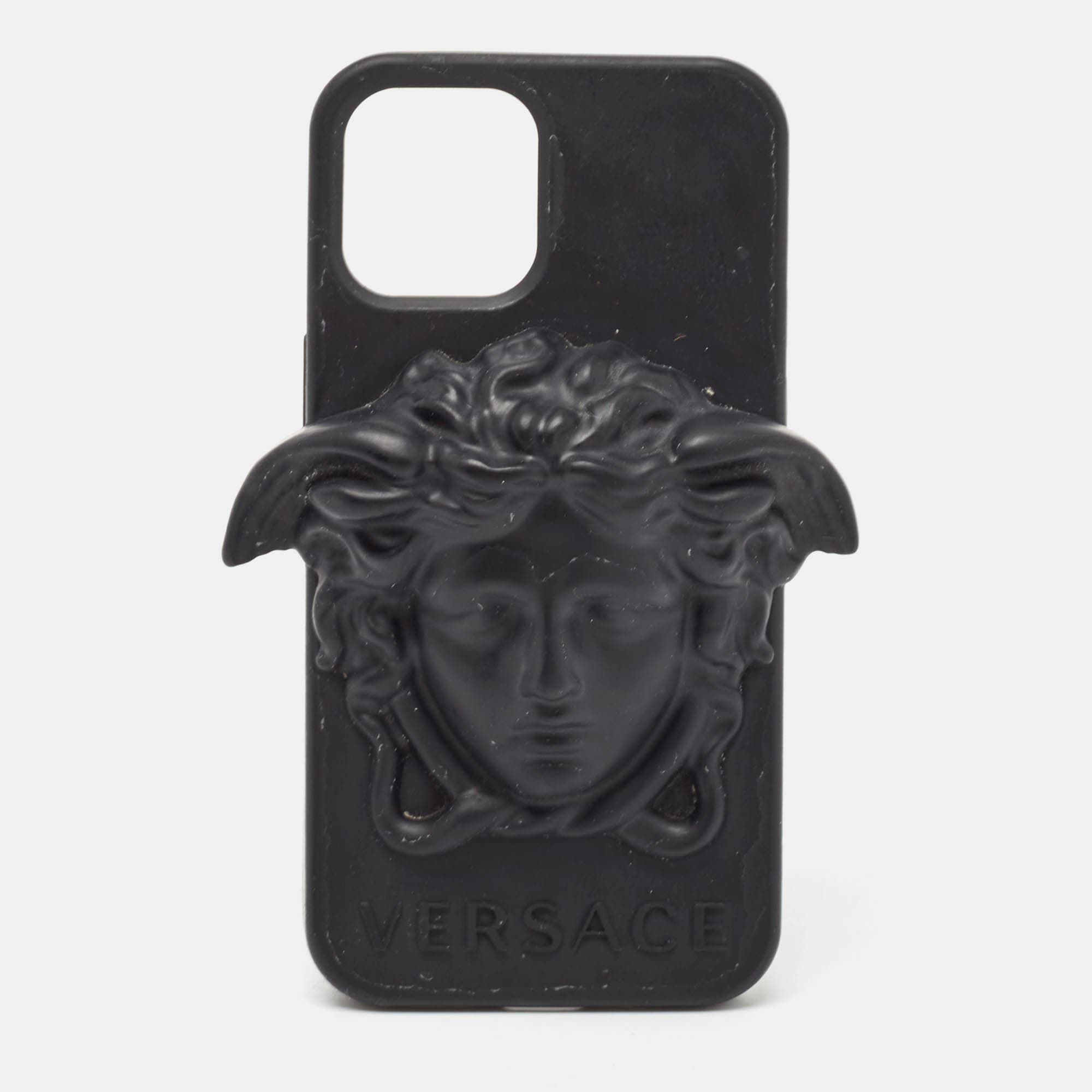 Versace Black Rubber La Medusa iPhone 12/12 Pro Cover