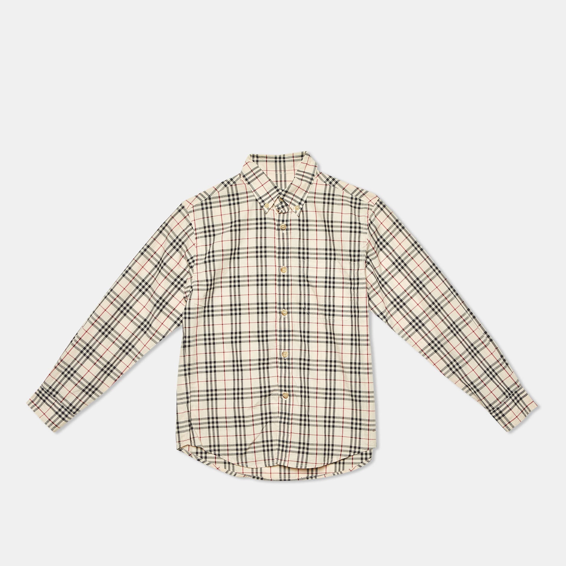 Burberry Kids Beige Tartan Checks Cotton Button Front Shirt 10 Yrs