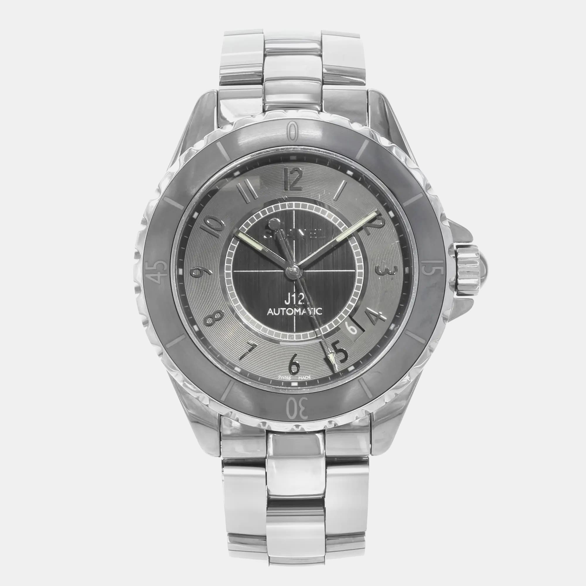 Chanel J12 H2934 Chromatic Gray Arabic Dial Ceramic Steel Automatic Unisex Watch 41 mm