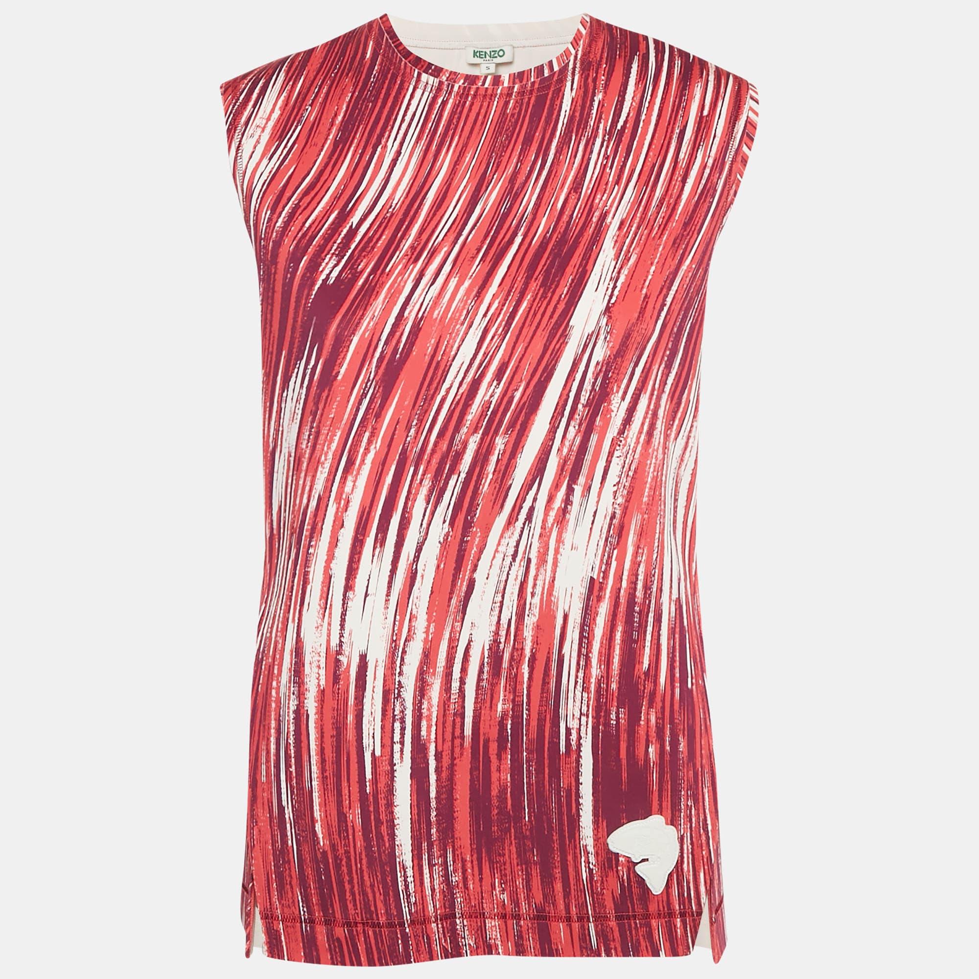 Kenzo Pink/Multicolor Printed Jersey Sleeveless Tunic S