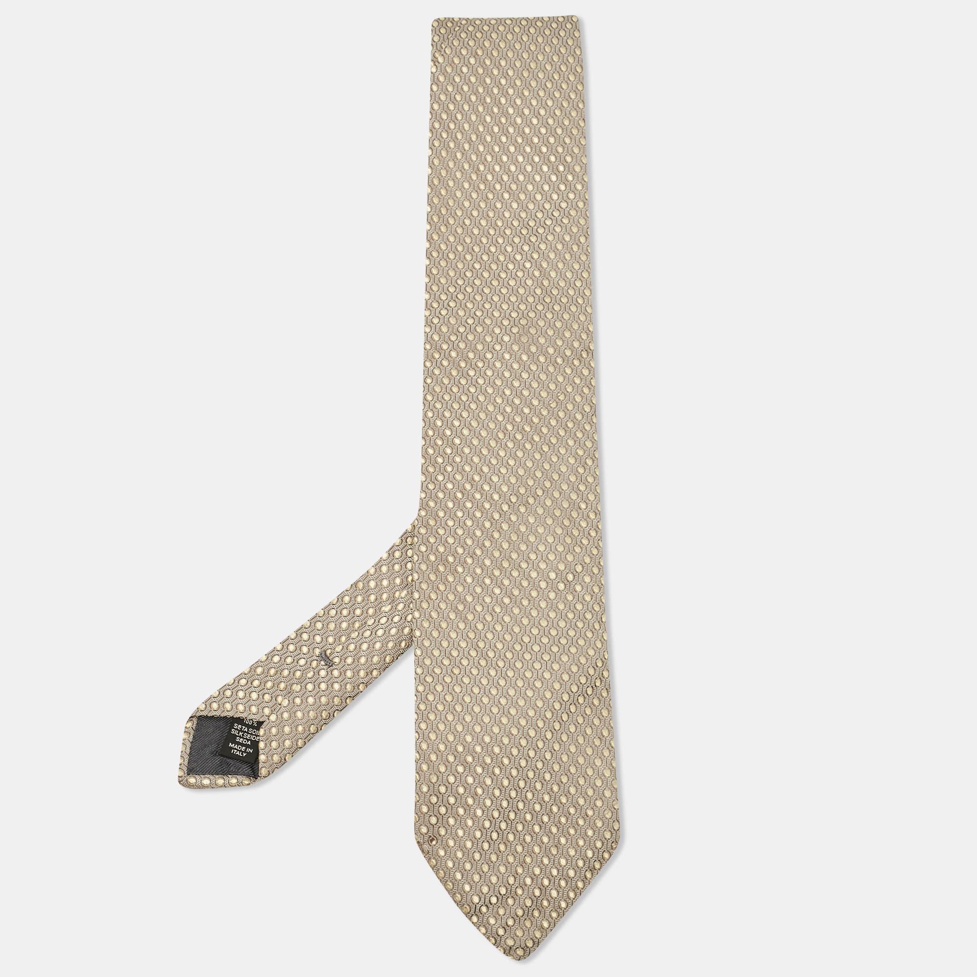 Ermenegildo Zegna Grey/Yellow Jacquard Silk Tie