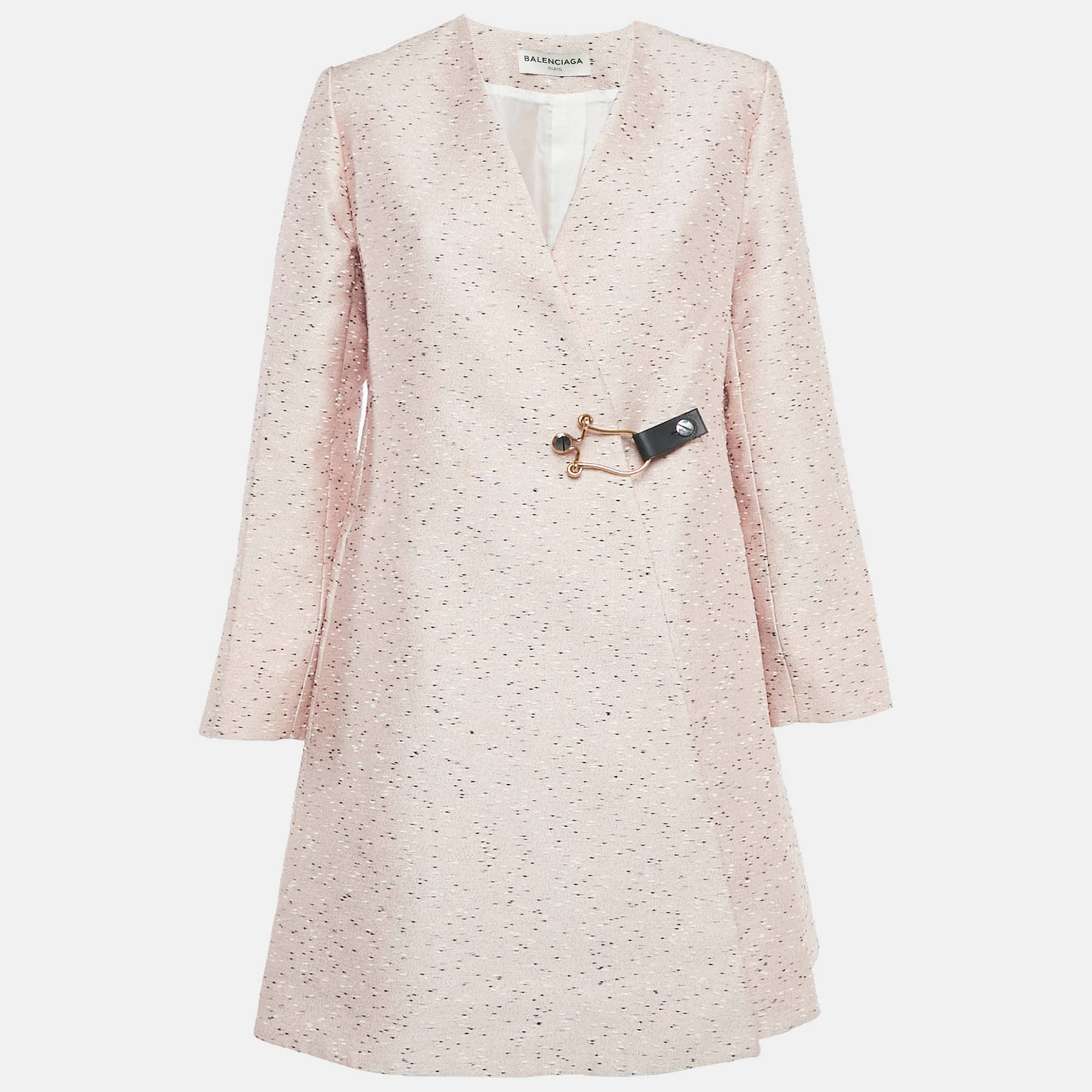 Balenciaga Pink Slubbed Silk Blend Mid-Length Coat M
