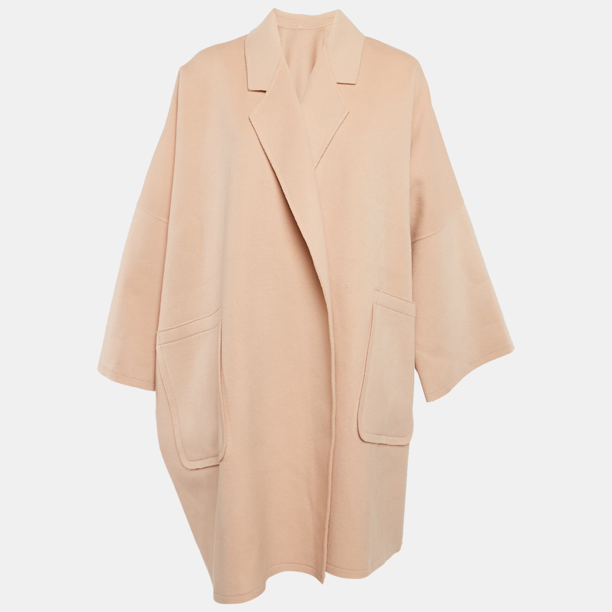 Helmut Lang Pink Wool Open Front Mid-Length Coat XS