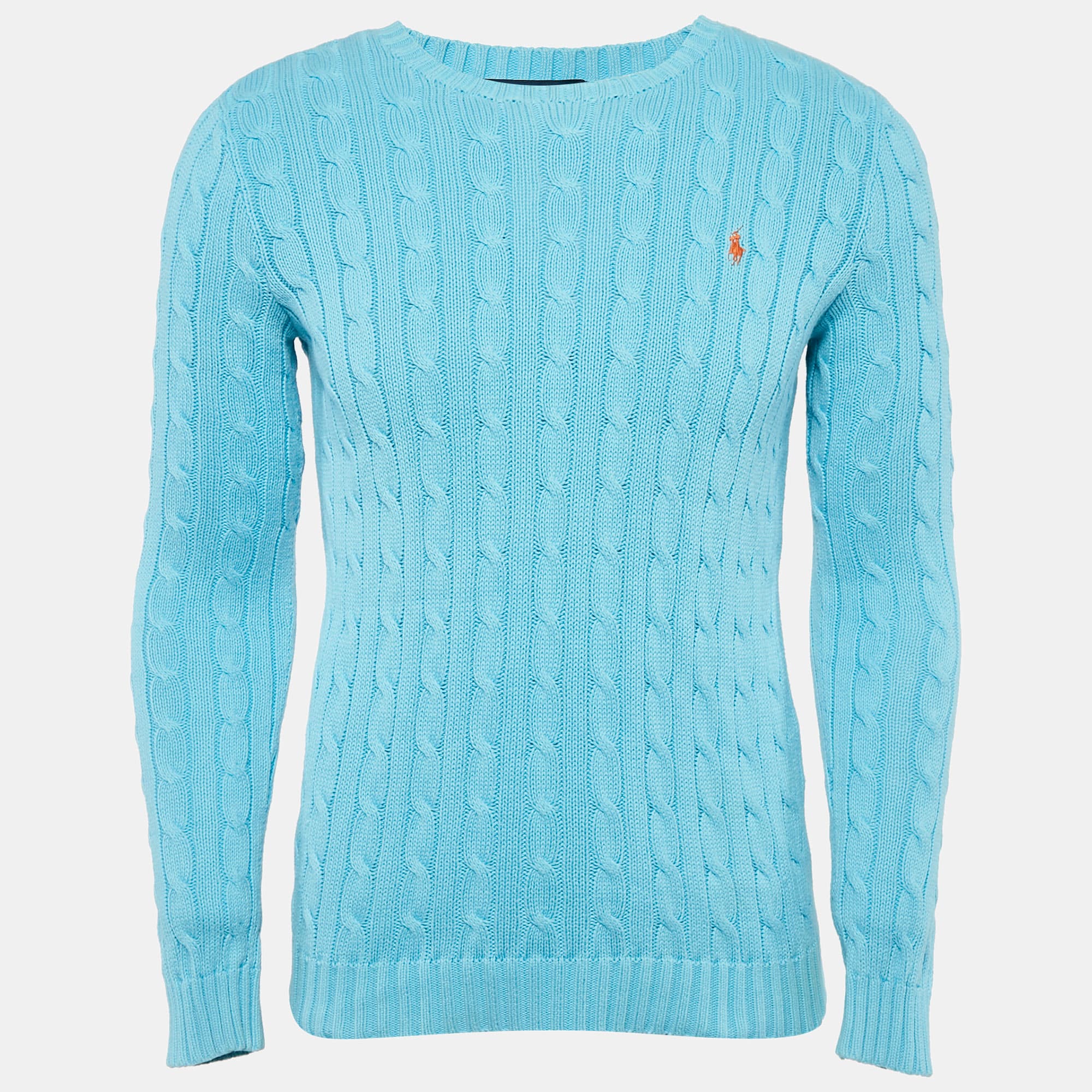 Ralph Lauren Blue Cable Knit Crew Neck Sweater M