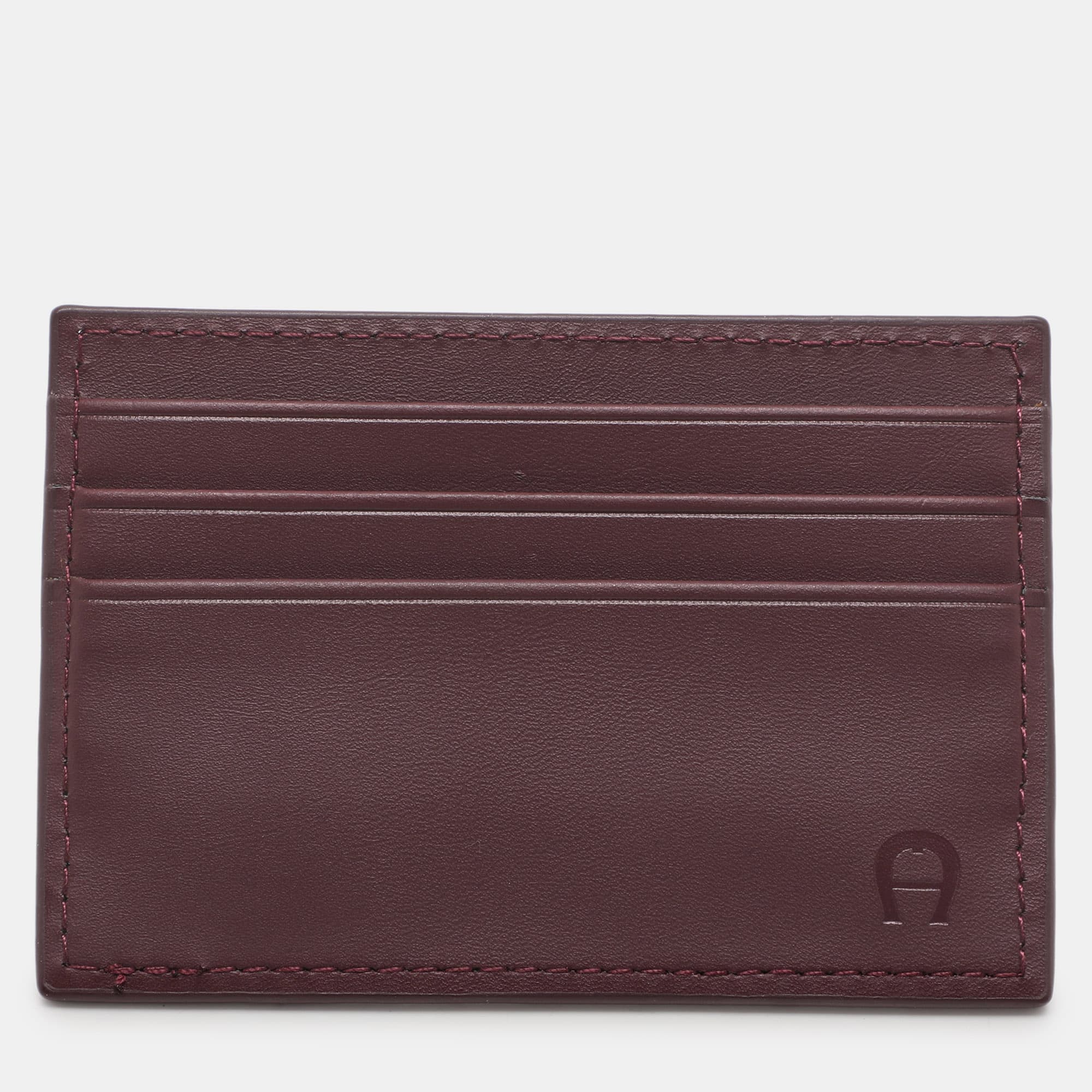 Aigner Burgundy Leather Card Holder