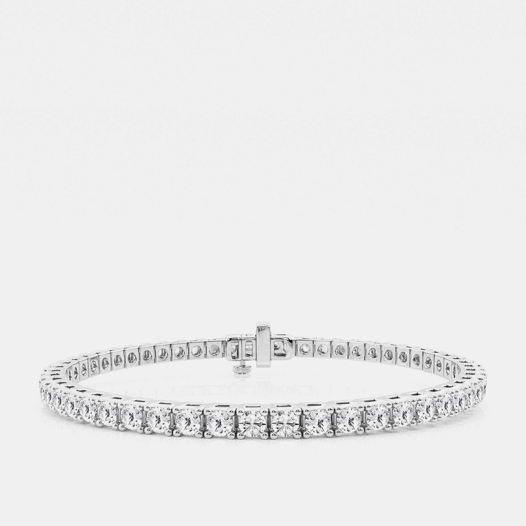 14K White Gold Round Lab Grown Diamond Four Prong Box Tennis Bracelet (5 ctw)